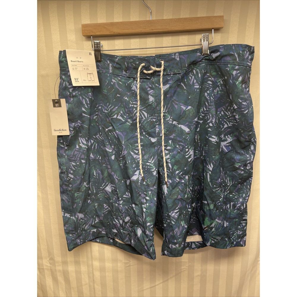Goodfellow & Co Mens Blue multi tropical‎ board shorts 9" inseam Size XL NEW